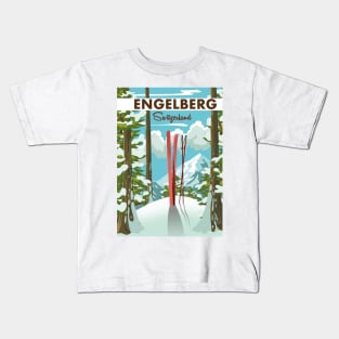 Engelberg Switzerland ski poster Kids T-Shirt